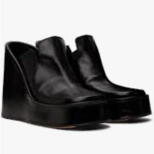 Miista Kiho Black Leather Platform Mules